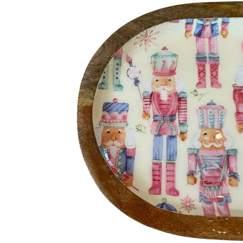 Cupcakes & Cashmere NUTCRACKER Enameled Wood Serving Platter 18in India NEW